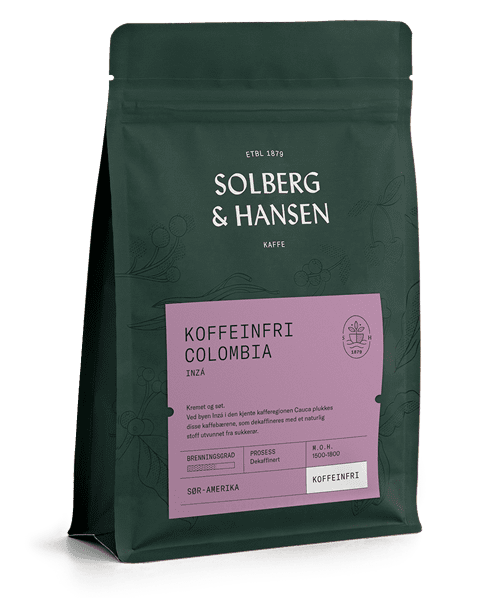 Solberg &amp; Hansen Koffeinfri Columbia - Inzá Hele Bønner 250g