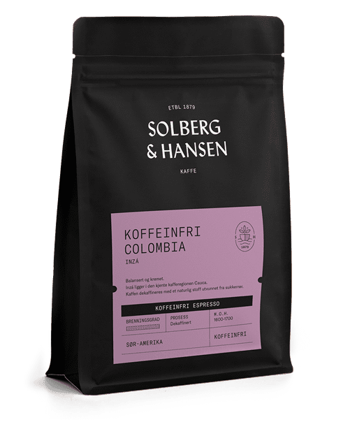 Solberg &amp; Hansen Koffeinfri Espresso Columbia - Inzá Hele Bønner 250g